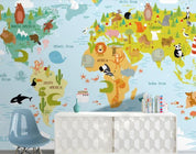 3D Northern Europe Cartoon Animal Map Wall Mural Wallpaper SWW1962- Jess Art Decoration