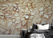 3D Stereo Effect Relief  Golden Apple Tree Wall Mural Wallpaper SWW1896- Jess Art Decoration