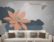3D Watercolor Pink Lotus Dragonfly Wall Mural Wallpaper SWW2822- Jess Art Decoration