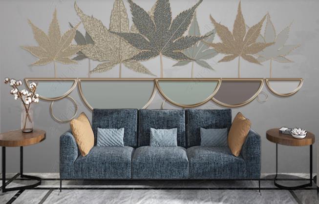 3D Maple Leaves Golden Relief Wall Mural Wallpaper SWW2828- Jess Art Decoration