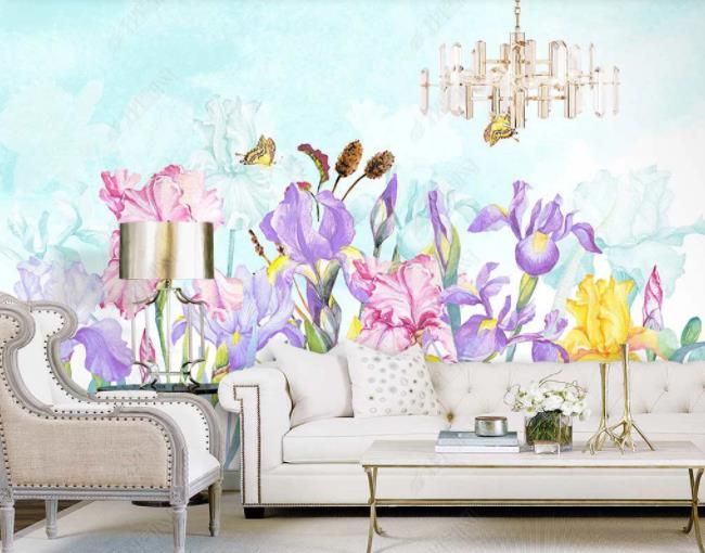 3D Hand-painted Pastoral Floral Butterfly Wall Mural Wallpaper SWW2787- Jess Art Decoration