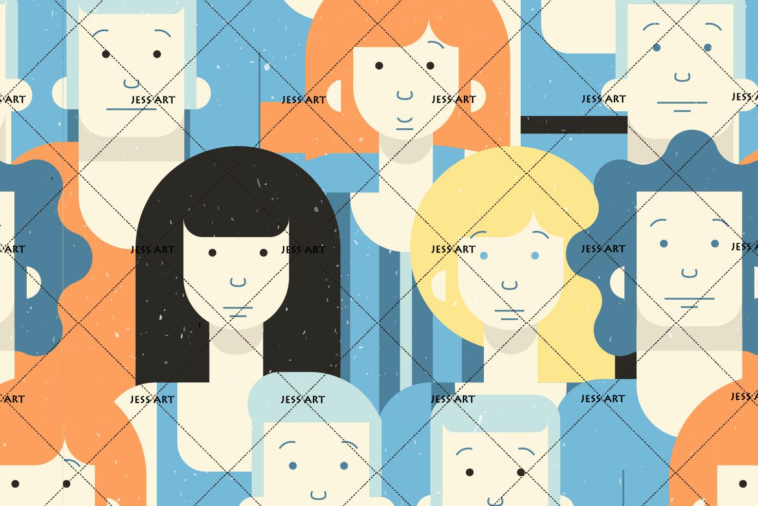 3D Crowd Pattern Wall Mural Wallpaper 38- Jess Art Decoration