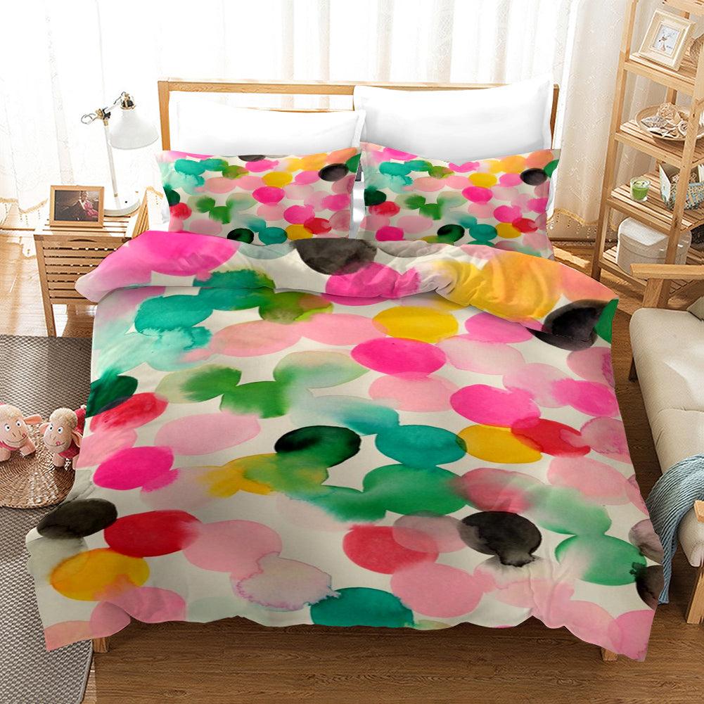 3D Watercolor Circle Quilt Cover Set Bedding Set Duvet Cover Pillowcases 137- Jess Art Decoration
