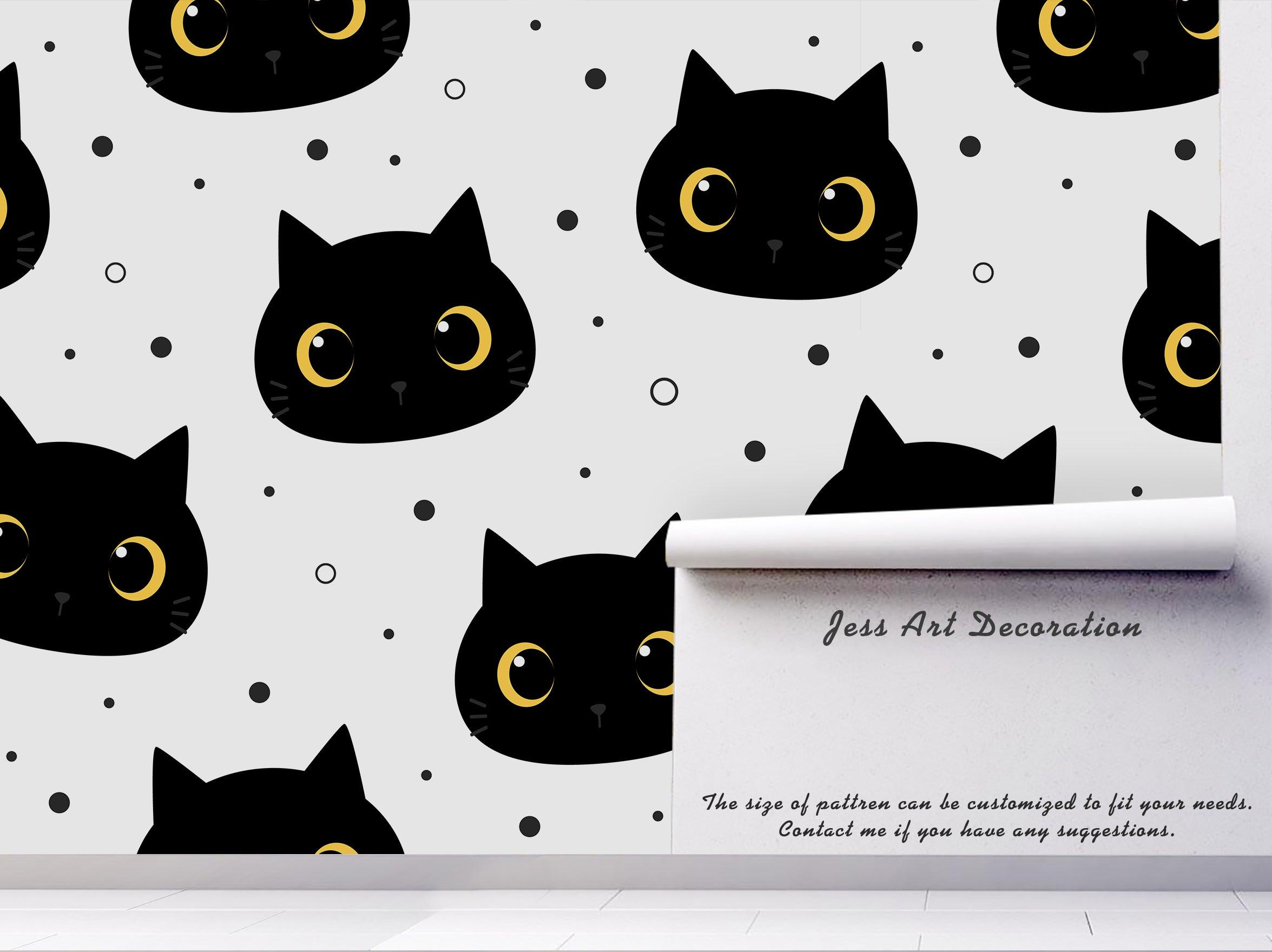3D Black Cat Face Pattern Wall Mural Wallpaper 40- Jess Art Decoration