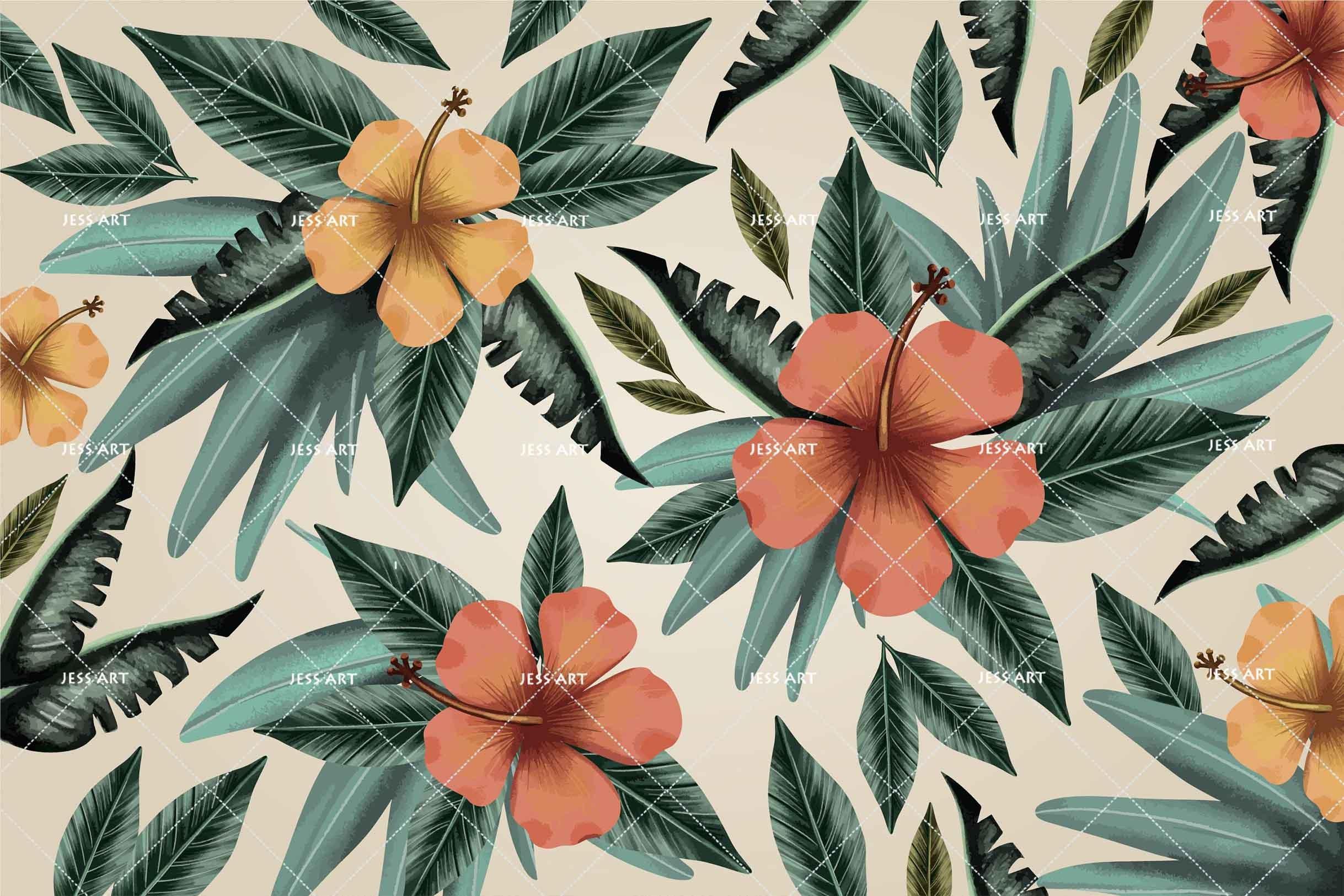 3D Hand Painted Flower Leaves Wall Mural Wallpaper A066 LQH- Jess Art Decoration