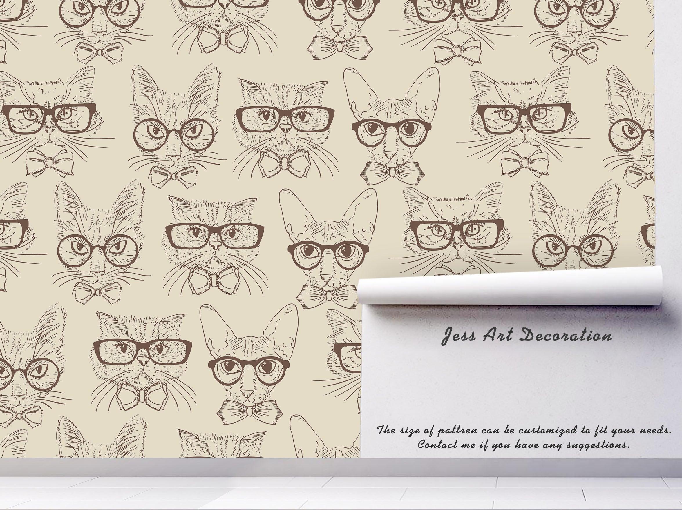 3D Cat Kitty Dog Glasses Wall Mural Wallpaper 56- Jess Art Decoration