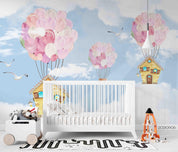 3D Balloon House Sky balloon house cloud sky mural wall mural wallpaper for nursery - view 3