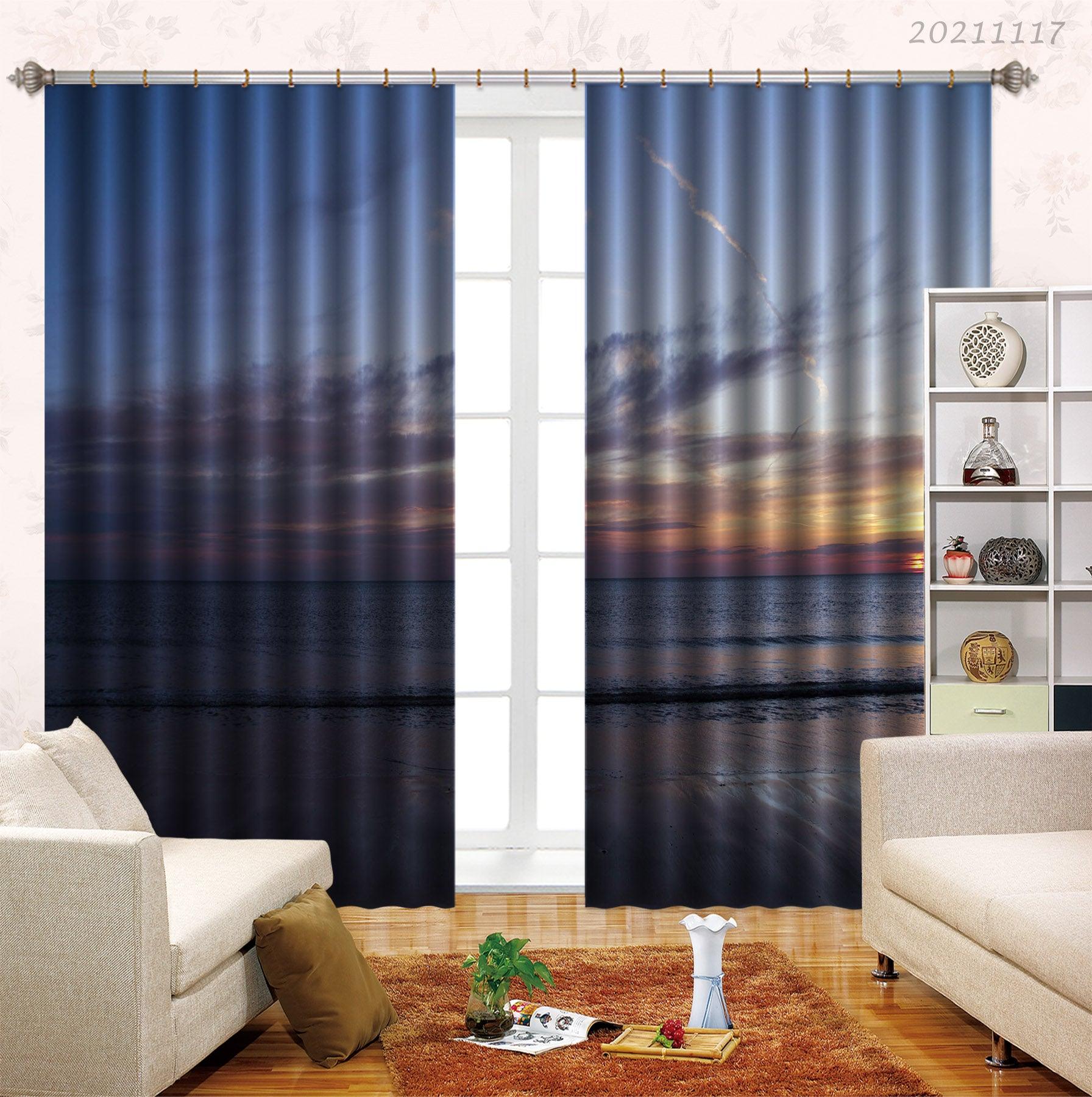 3D Sky Beach Nature Landscape Curtains and Drapes LQH 20- Jess Art Decoration