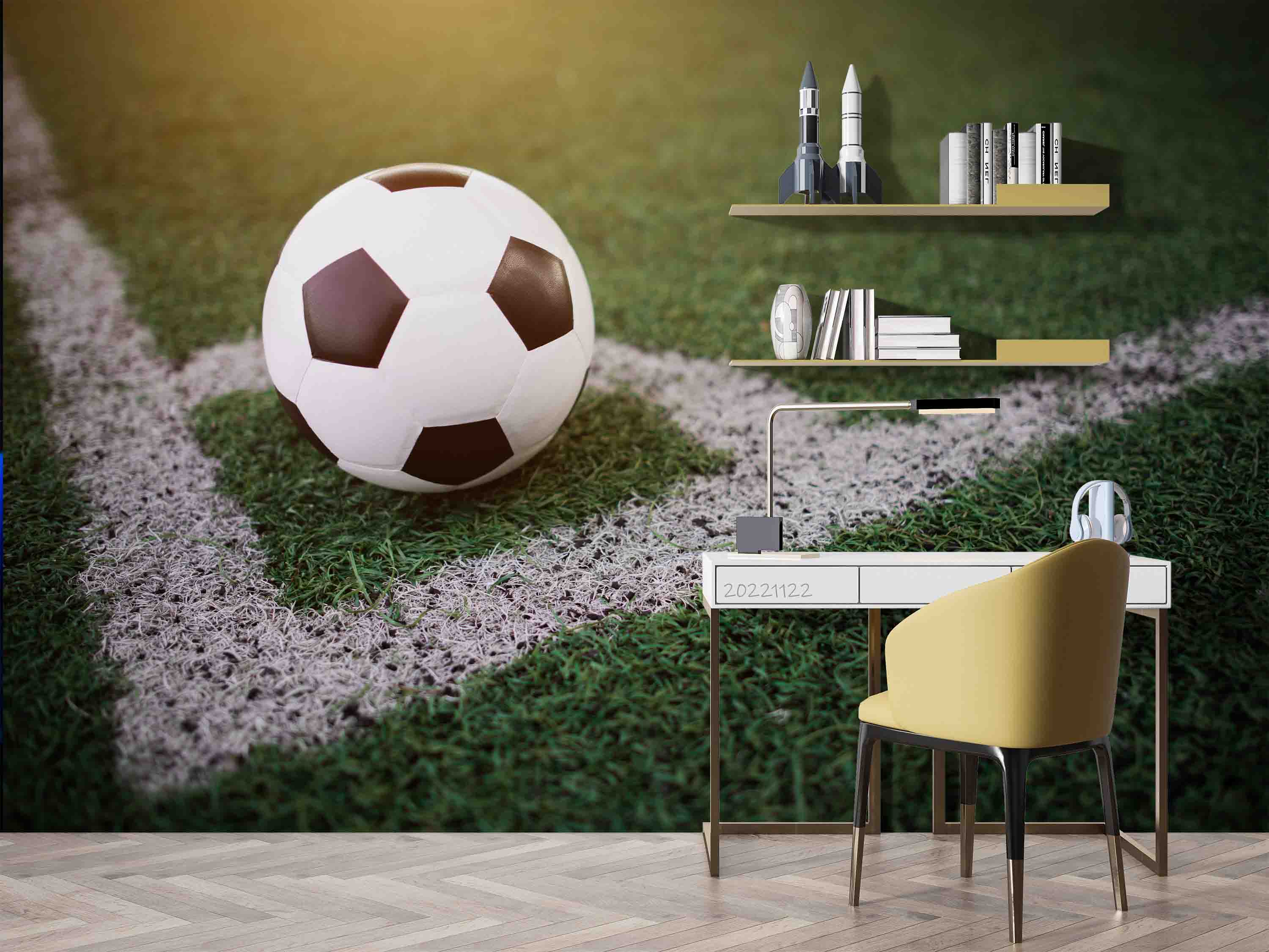 3D Soccer White Line Stadium Wall Mural Wallpaper GD 2508- Jess Art Decoration