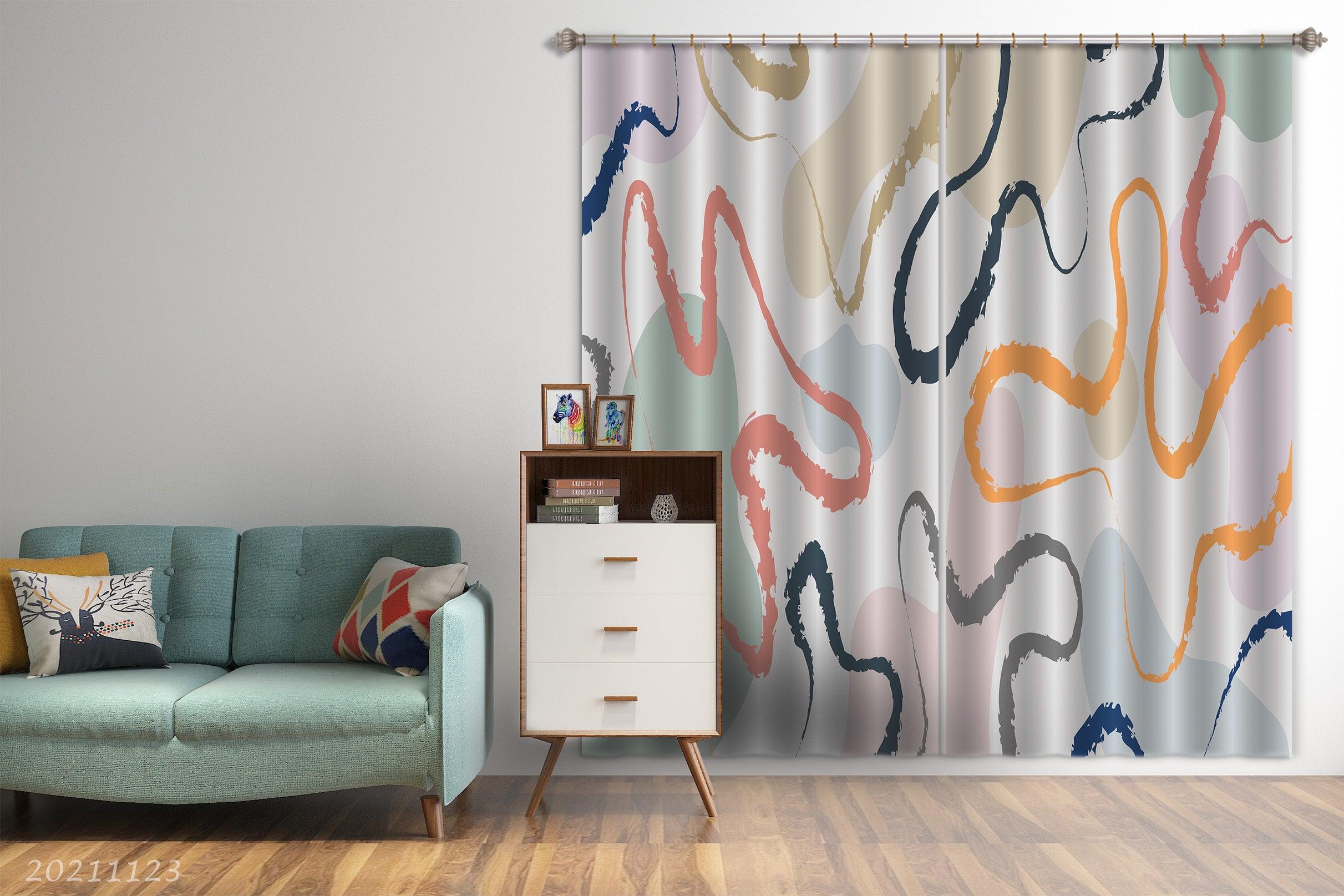 3D Abstract Color Geometry Curtains and Drapes LQH 38- Jess Art Decoration