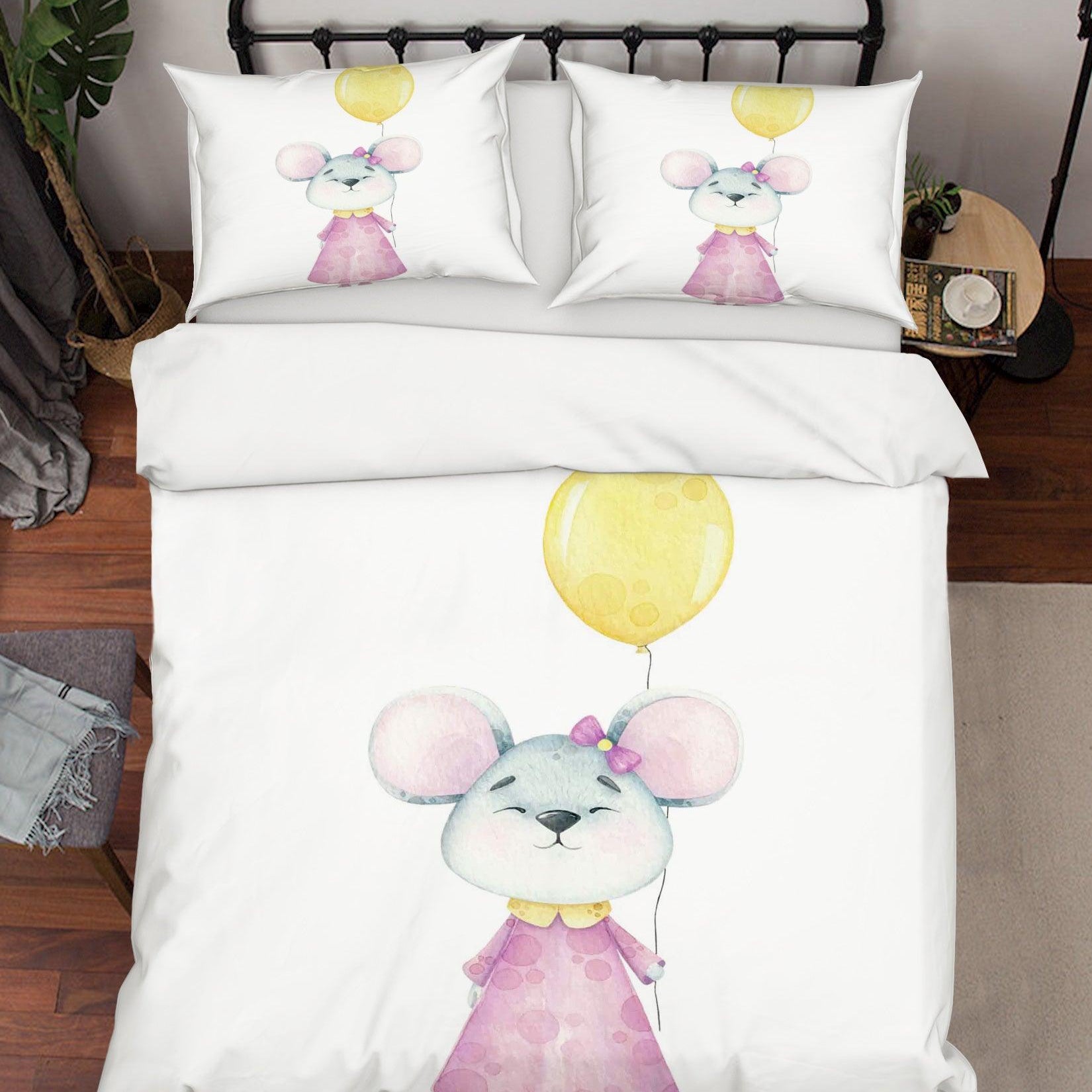 3D White Mouse Balloon Quilt Cover Set Bedding Set Duvet Cover Pillowcases SF19- Jess Art Decoration