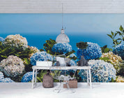 3D Blue Sky Hydrangea Floral Wall Mural Wallpaper 23 LQH- Jess Art Decoration