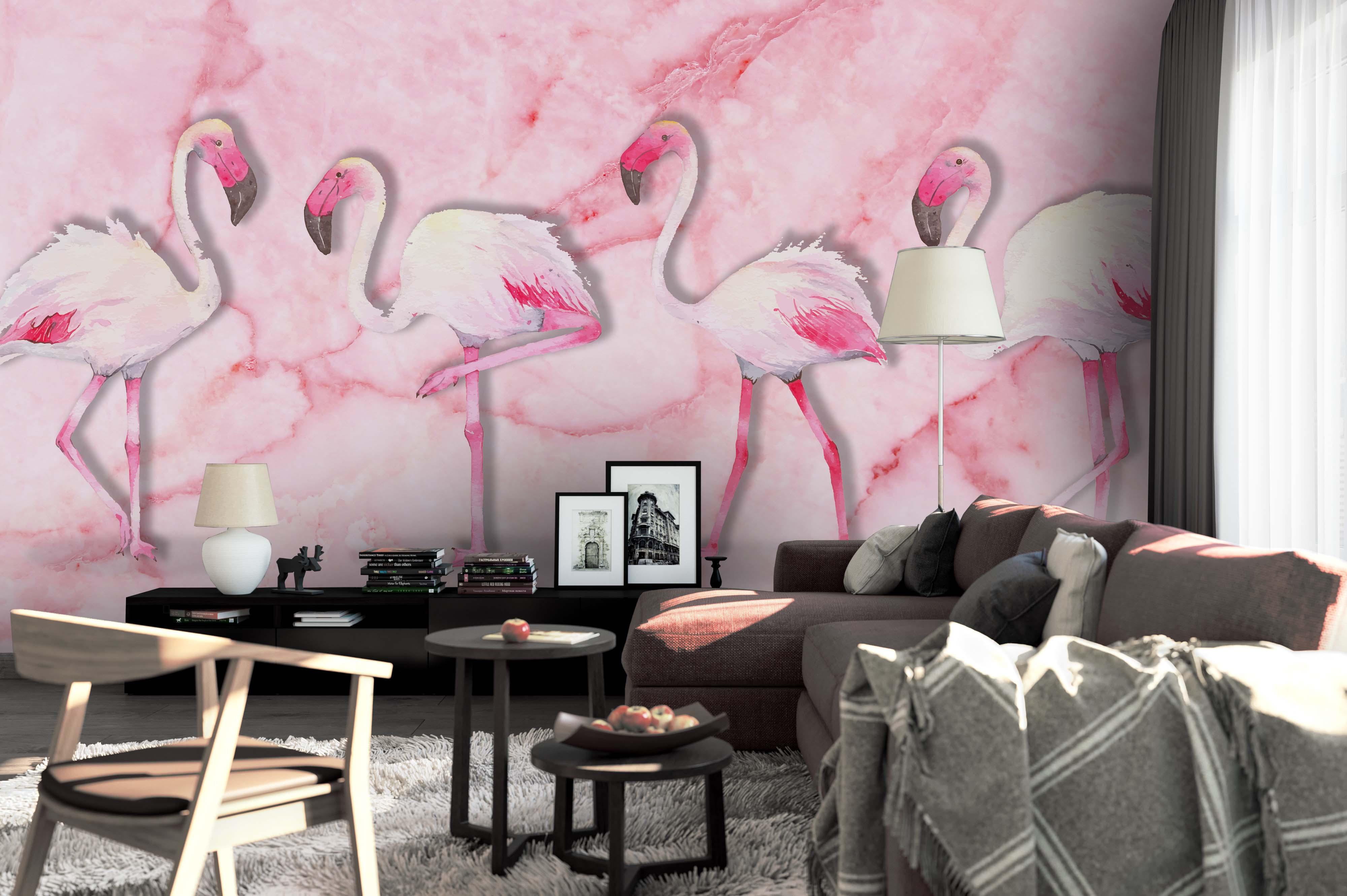 3D Pink Flamingo Wall Mural Wallpaper 46- Jess Art Decoration