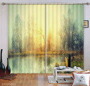 3D Pond Woods Grass Scenery Curtains and Drapes GD 1102- Jess Art Decoration