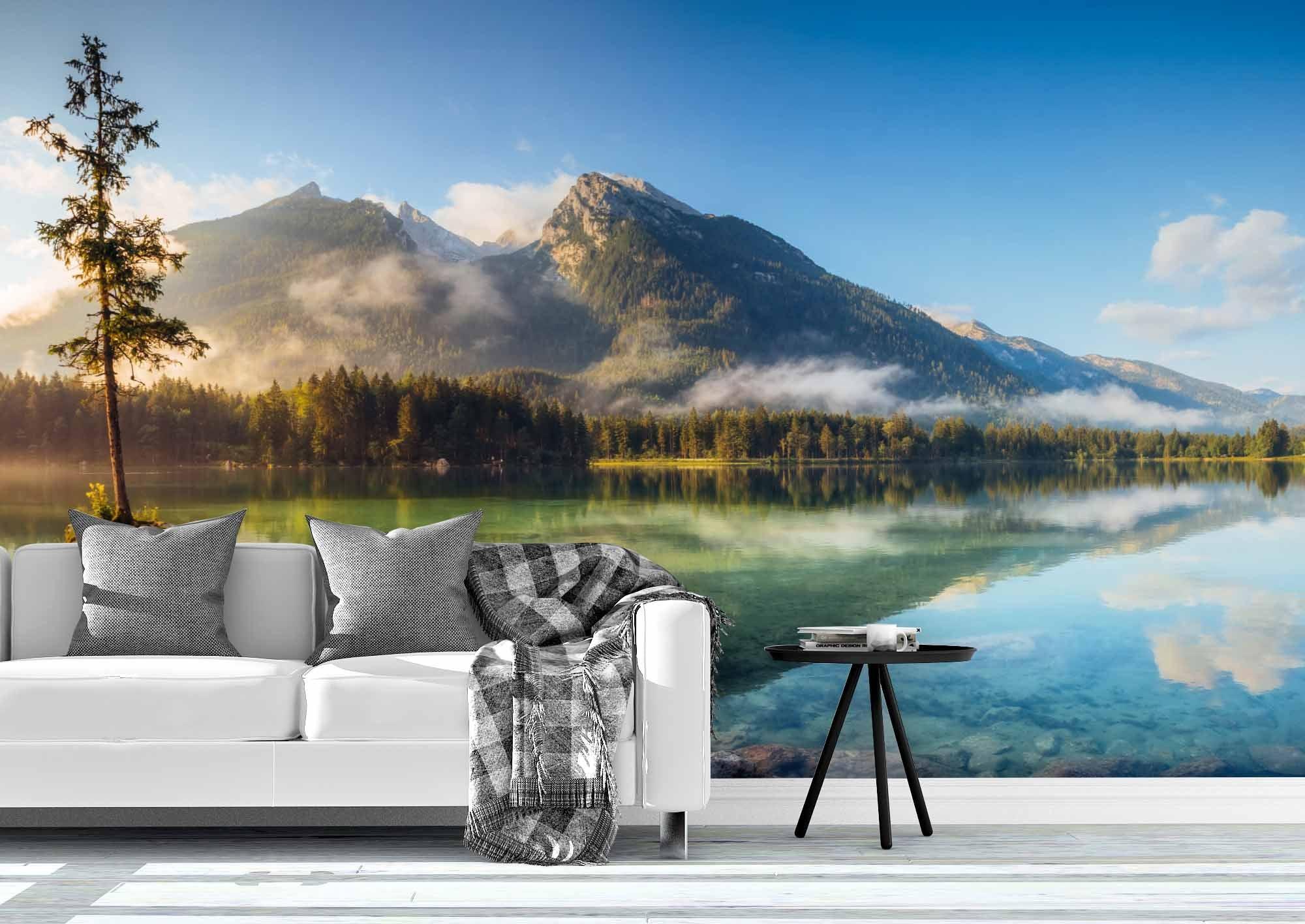 3D Mountains Forest River Wall Mural Wallpaper 153- Jess Art Decoration