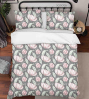 3D Tropical Pink Floral Green Leaf Quilt Cover Set Bedding Set Duvet Cover Pillowcases 25- Jess Art Decoration