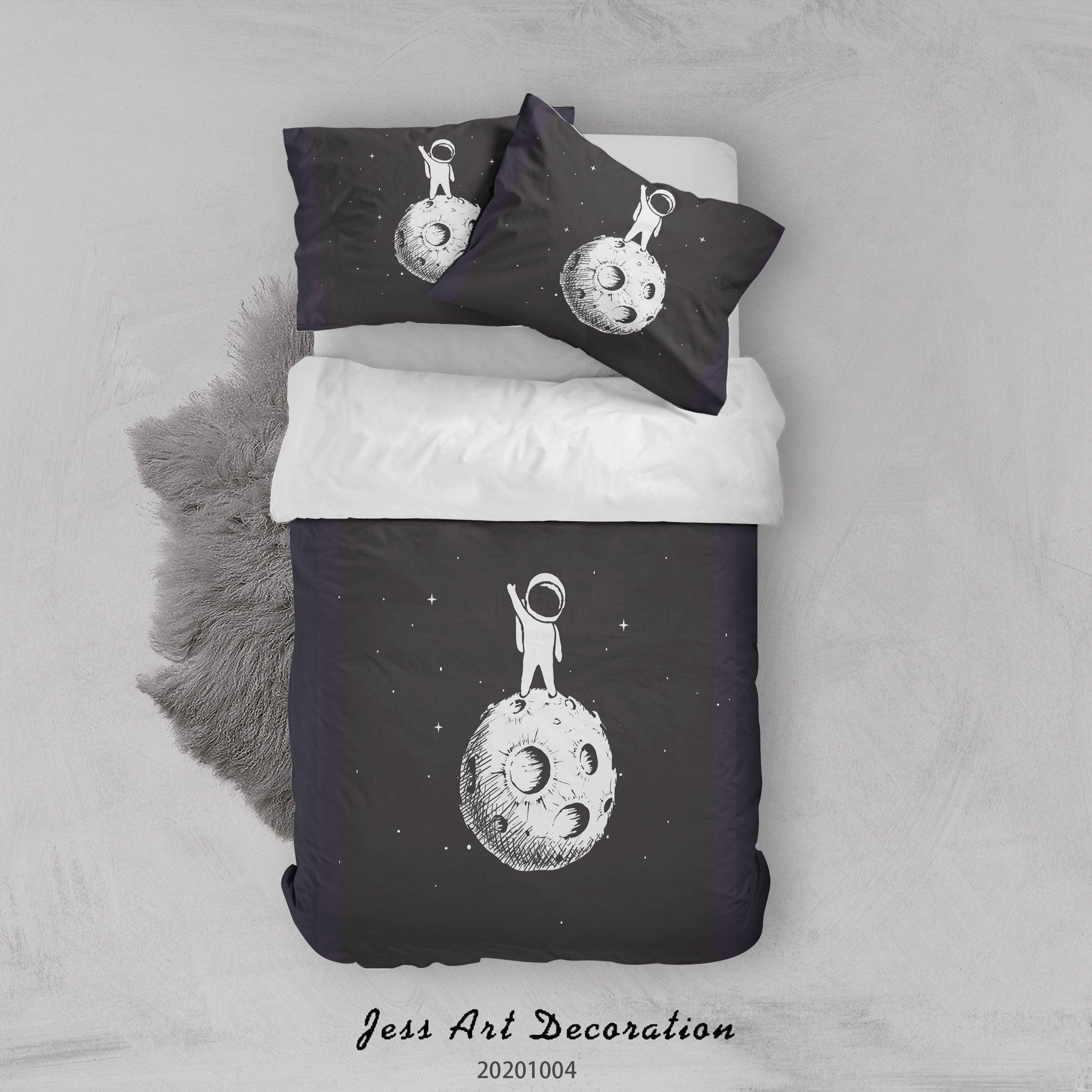 3D Planet Astronaut Spaceship Quilt Cover Set Bedding Set Duvet Cover Pillowcases WJ 9248- Jess Art Decoration