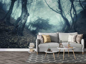 3D Plant Tree Trunk Dead Leaves Fog Blue Landscape Wall Mural Wallpaper LLL 1798- Jess Art Decoration