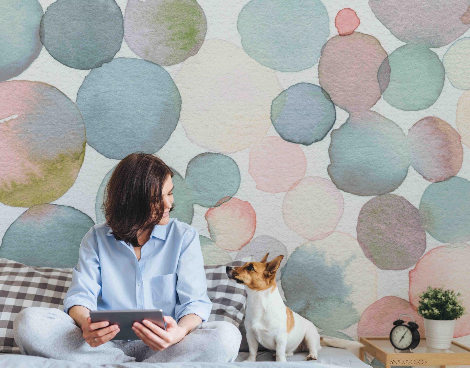 3D Watercolor Fresh Bubble Wall Mural Wallpaper  SWW  220- Jess Art Decoration