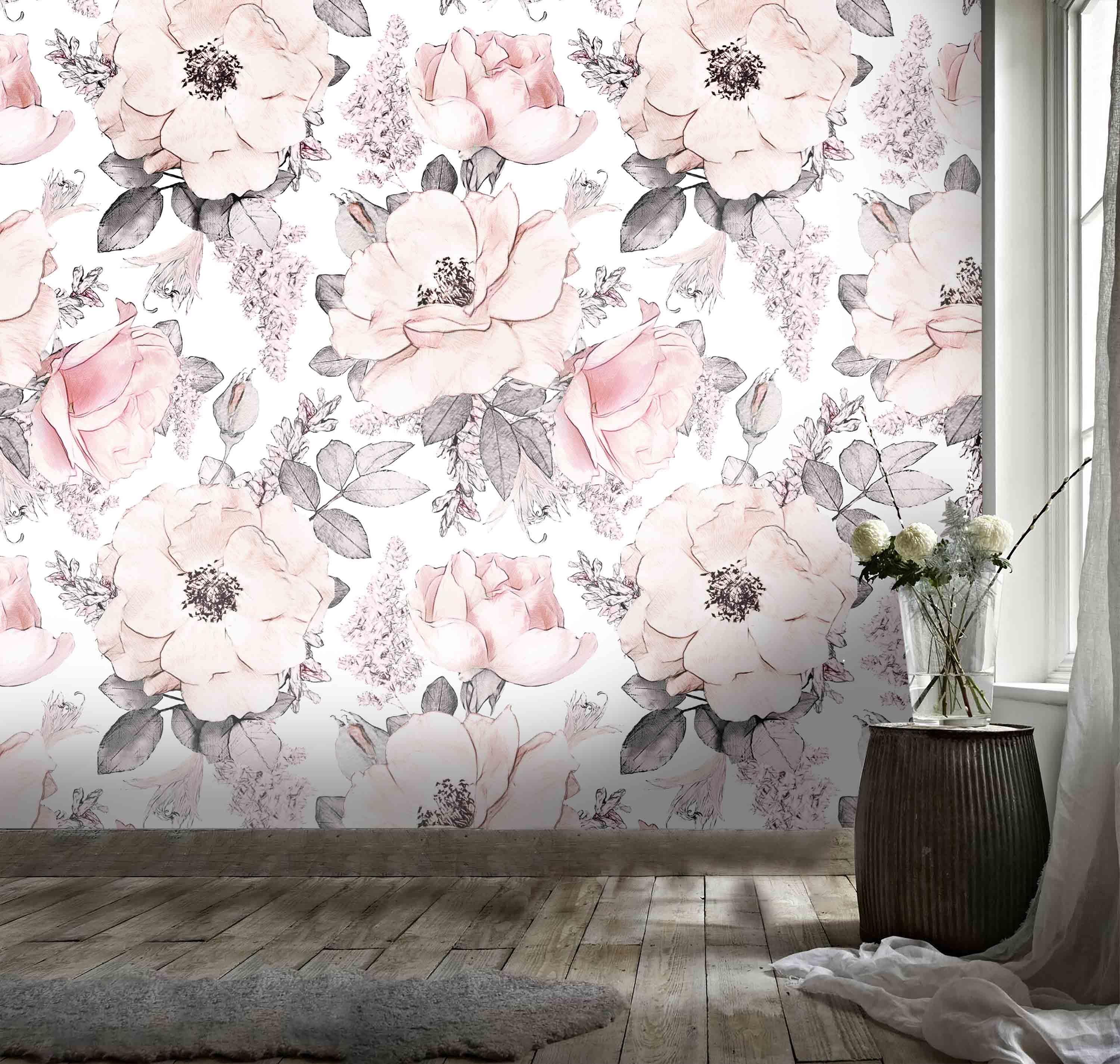 3D Pink Floral Wall Mural Wallpaper 171- Jess Art Decoration