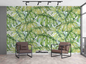 3D Green Leaf Pattern fresh leafy botanical pattern wall mural wallpaper for living room - view 3