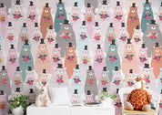 3D Cartoon Cute Polar Bear Bouquet Wall Mural Wallpaper GD 679- Jess Art Decoration
