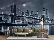 3D Morden City Bridge Moon Wall Mural Wallpaper WJ 2107- Jess Art Decoration