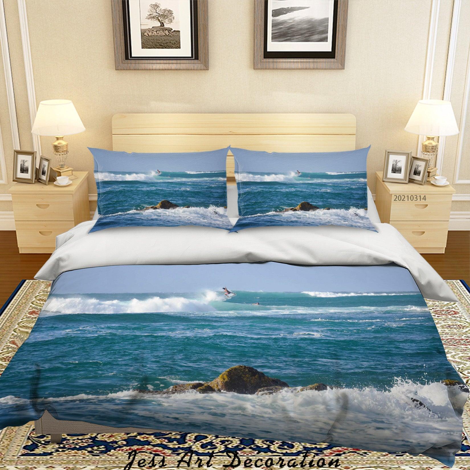 3D Sea Wave Rock Quilt Cover Set Bedding Set Duvet Cover Pillowcases 131- Jess Art Decoration