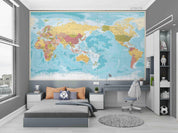3D World Map Wall Mural Wallpaper LQH 602- Jess Art Decoration
