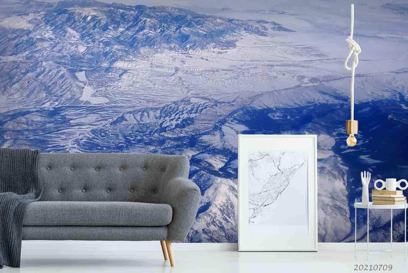 3D Satellite Map Snow Mountain Wall Mural Wallpaper SWW4288- Jess Art Decoration