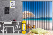 3D Beach Blue Sea Guitar Sun Umbrella Curtains and Drapes GD 1277- Jess Art Decoration