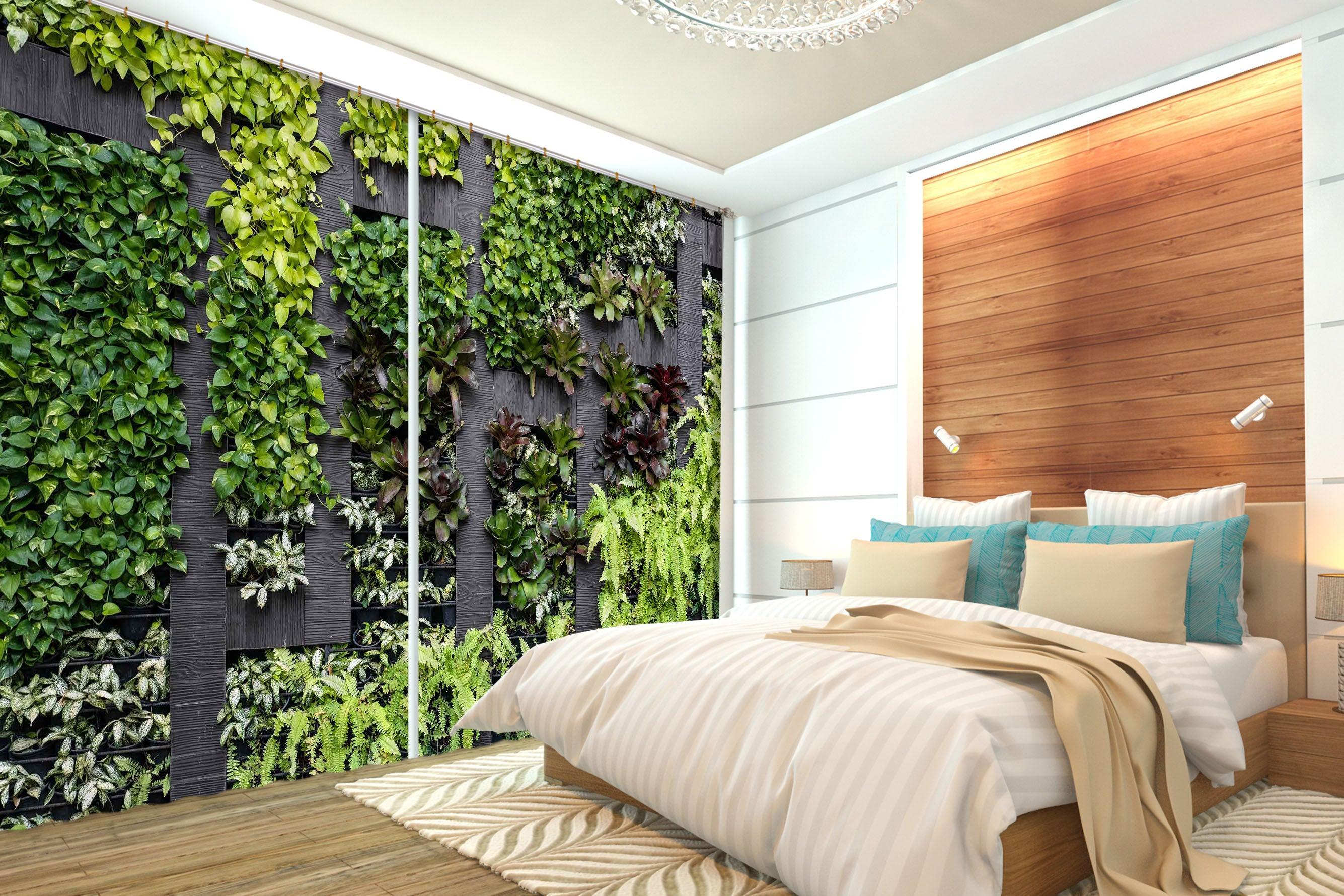 3D Green Plant Wall Curtains and Drapes LQH A600- Jess Art Decoration