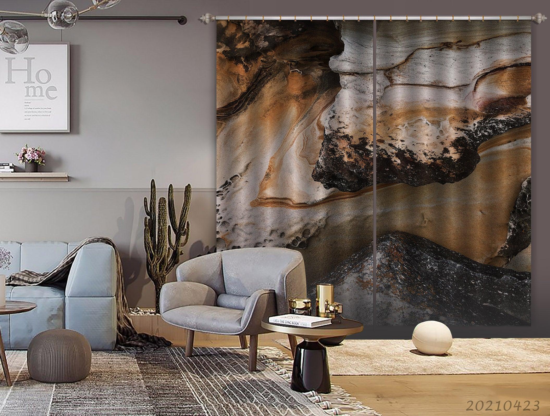 3D Abstract Aerial View Mountain Pattern Curtains and Drapes GD 1364- Jess Art Decoration