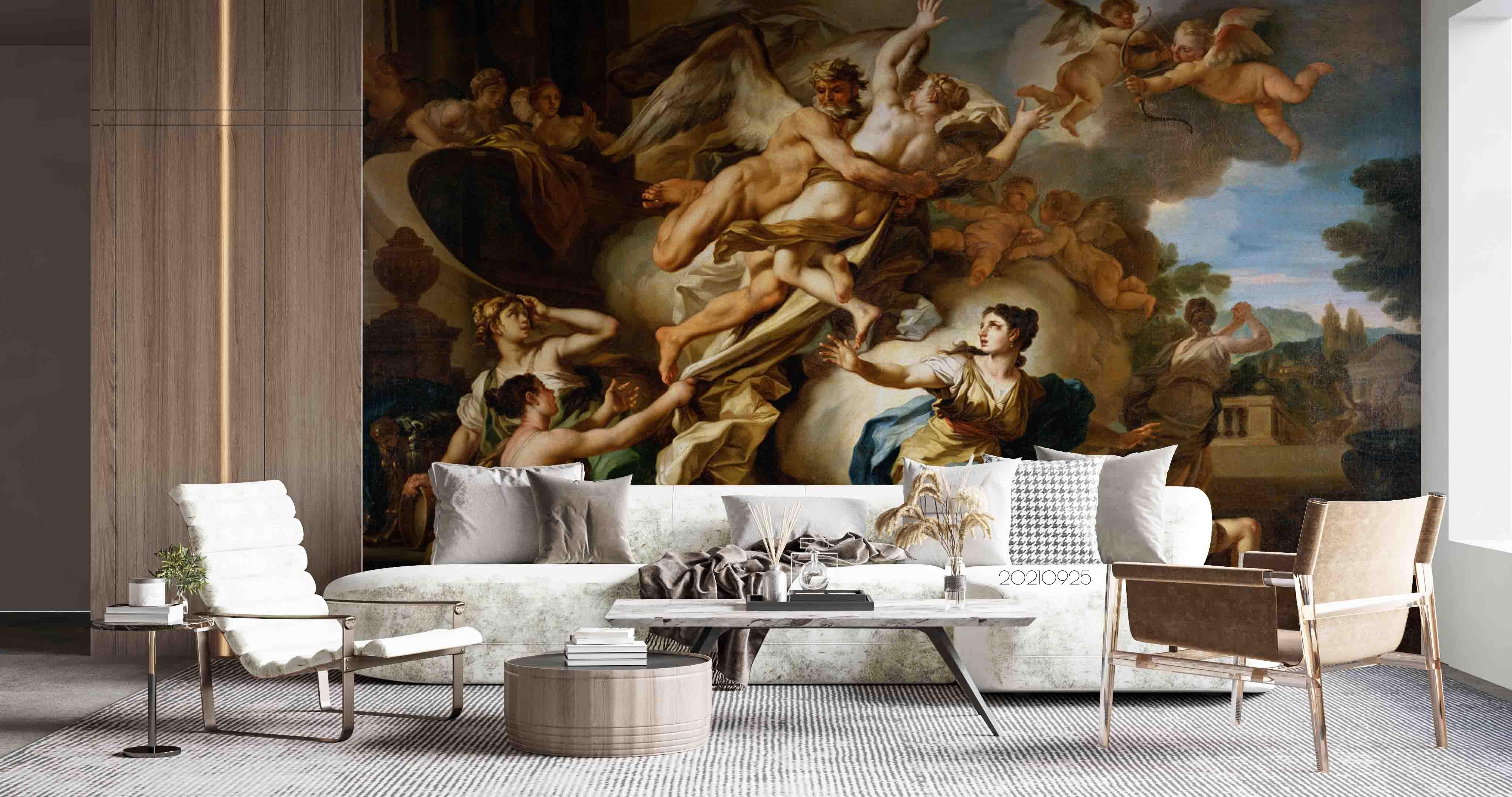 3D Classical Angel Wall classical angel religious painting wall mural wallpaper for dining room - view 2