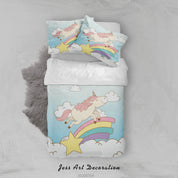3D Blue Unicorn Star Quilt Cover Set Bedding Set Duvet Cover Pillowcases SF13- Jess Art Decoration