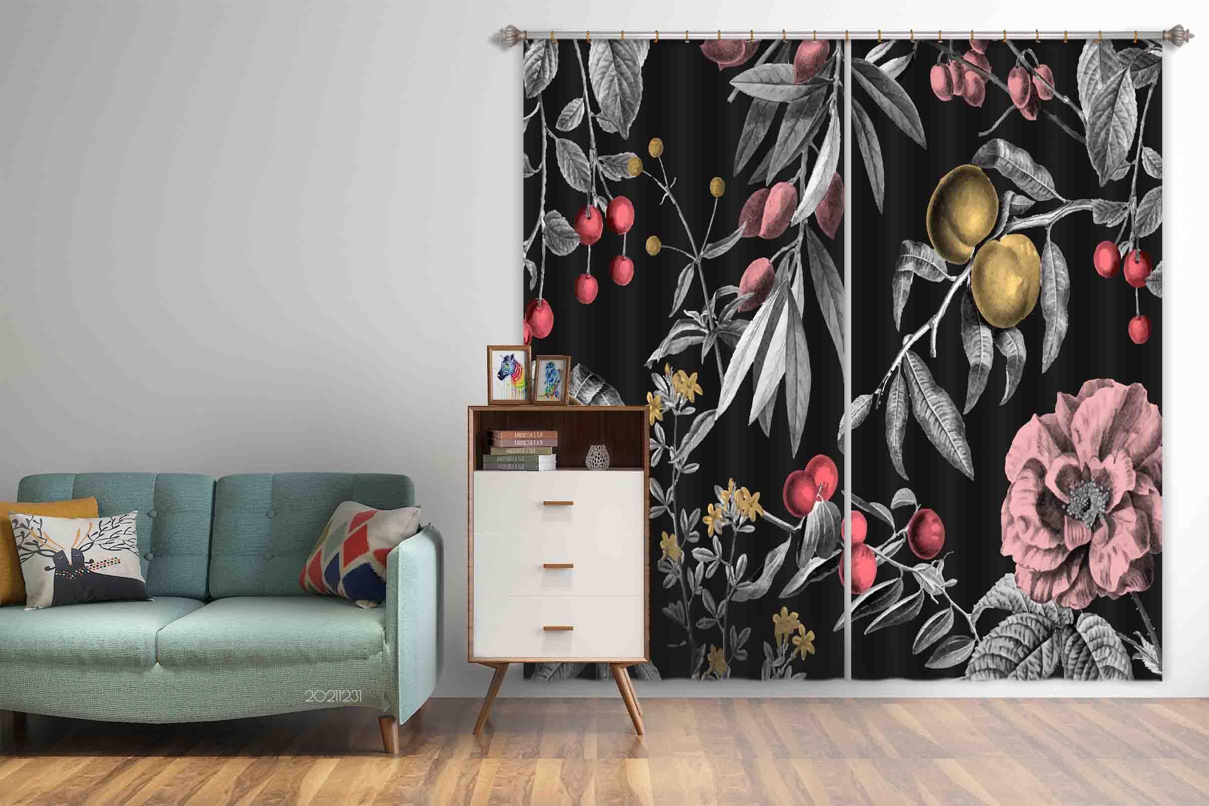 3D Vintage Plant Flower Fruit Pattern Curtains and Drapes GD 97- Jess Art Decoration