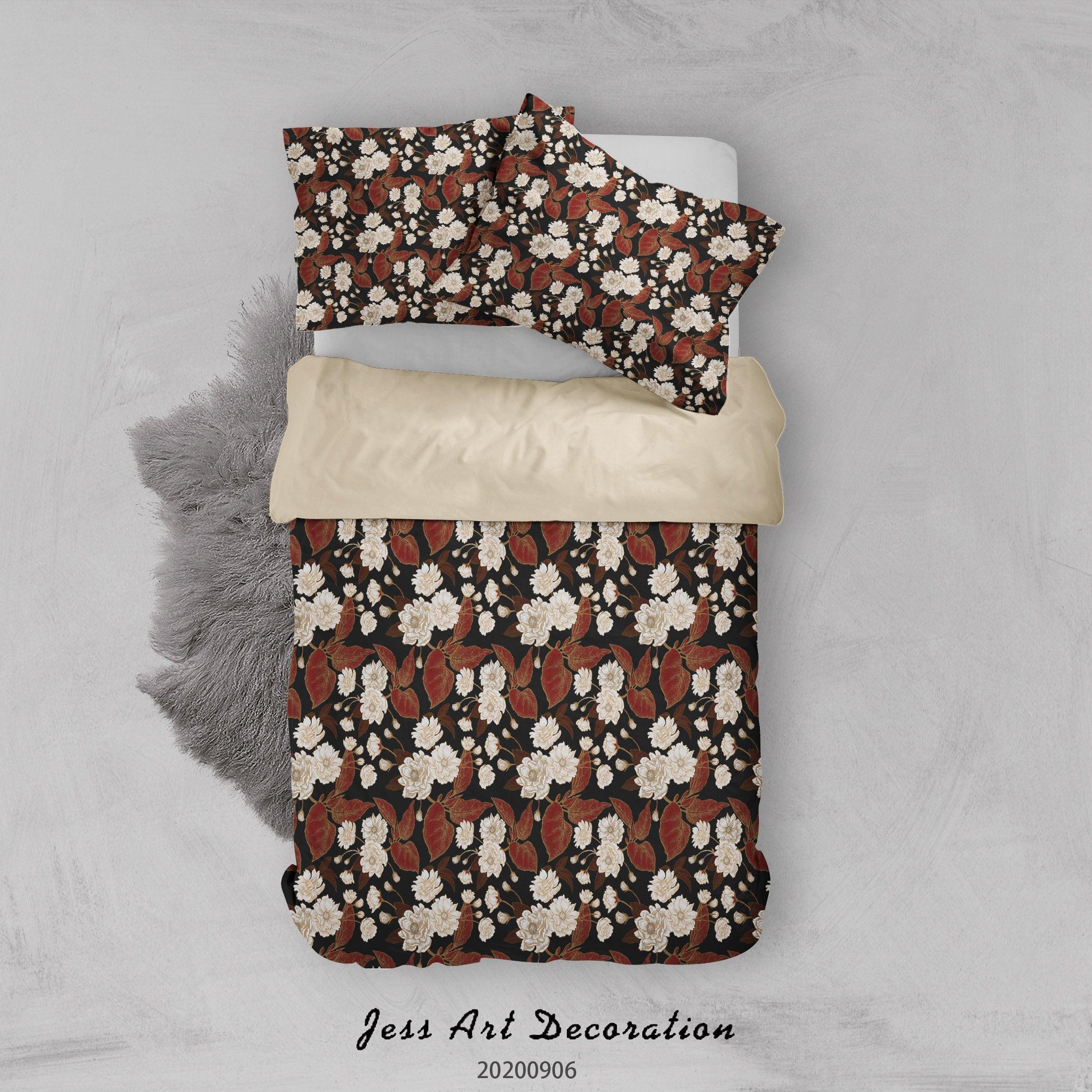 3D Vintage White Leaves Pattern Quilt Cover Set Bedding Set Duvet Cover Pillowcases WJ 3606- Jess Art Decoration