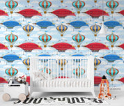 3D Hand Drawn Hot Air Balloon Spaceship Wall Mural Wallpaper LQH 136- Jess Art Decoration