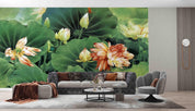 3D Hand-painted Floral Lotus Pond Wall Mural Wallpaper 5086- Jess Art Decoration