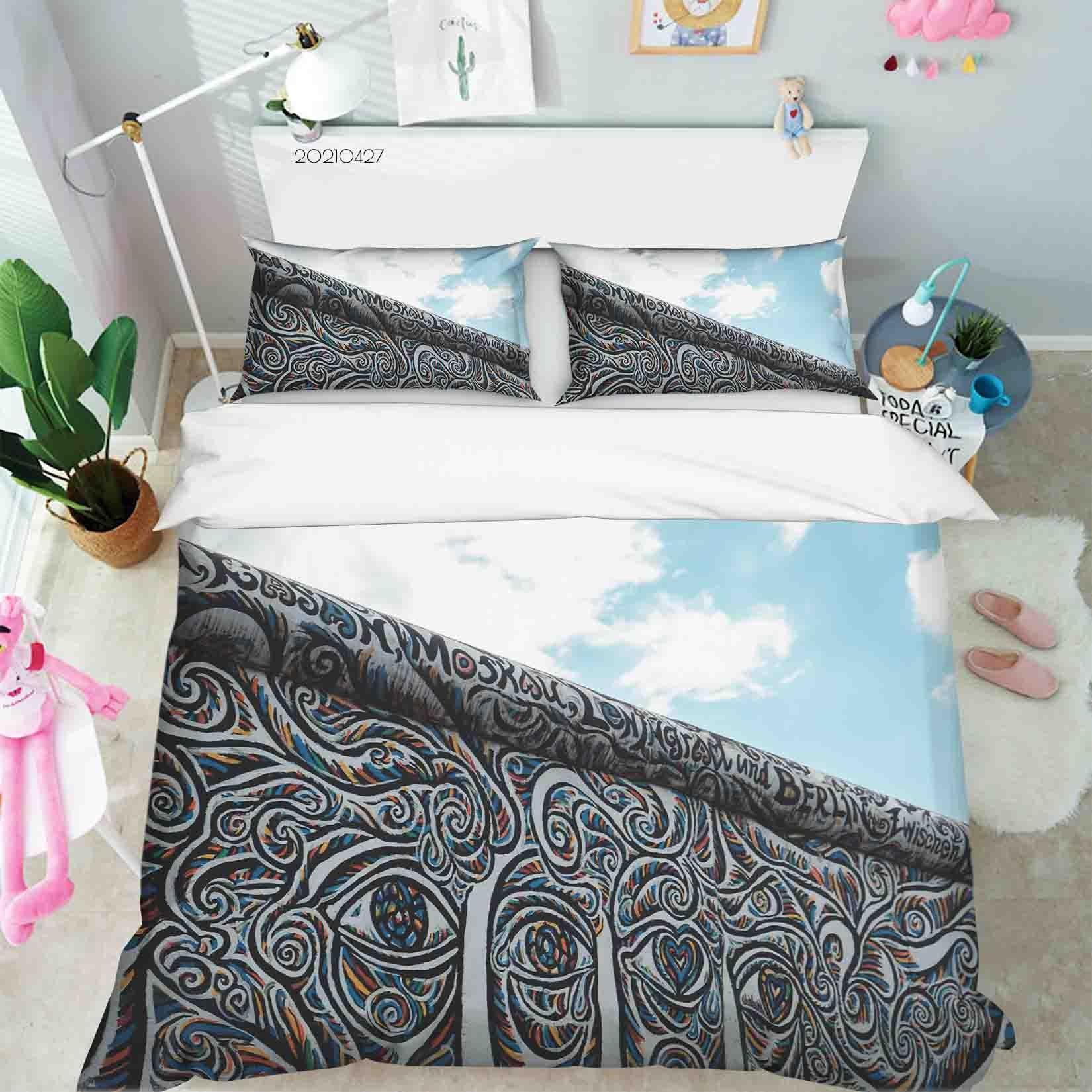 3D Abstract Art Street Graffiti Quilt Cover Set Bedding Set Duvet Cover Pillowcases 103- Jess Art Decoration