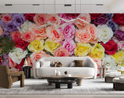 3D Beautiful Colorful Rose Flower Background Wall Mural Wallpaper GD 2411- Jess Art Decoration