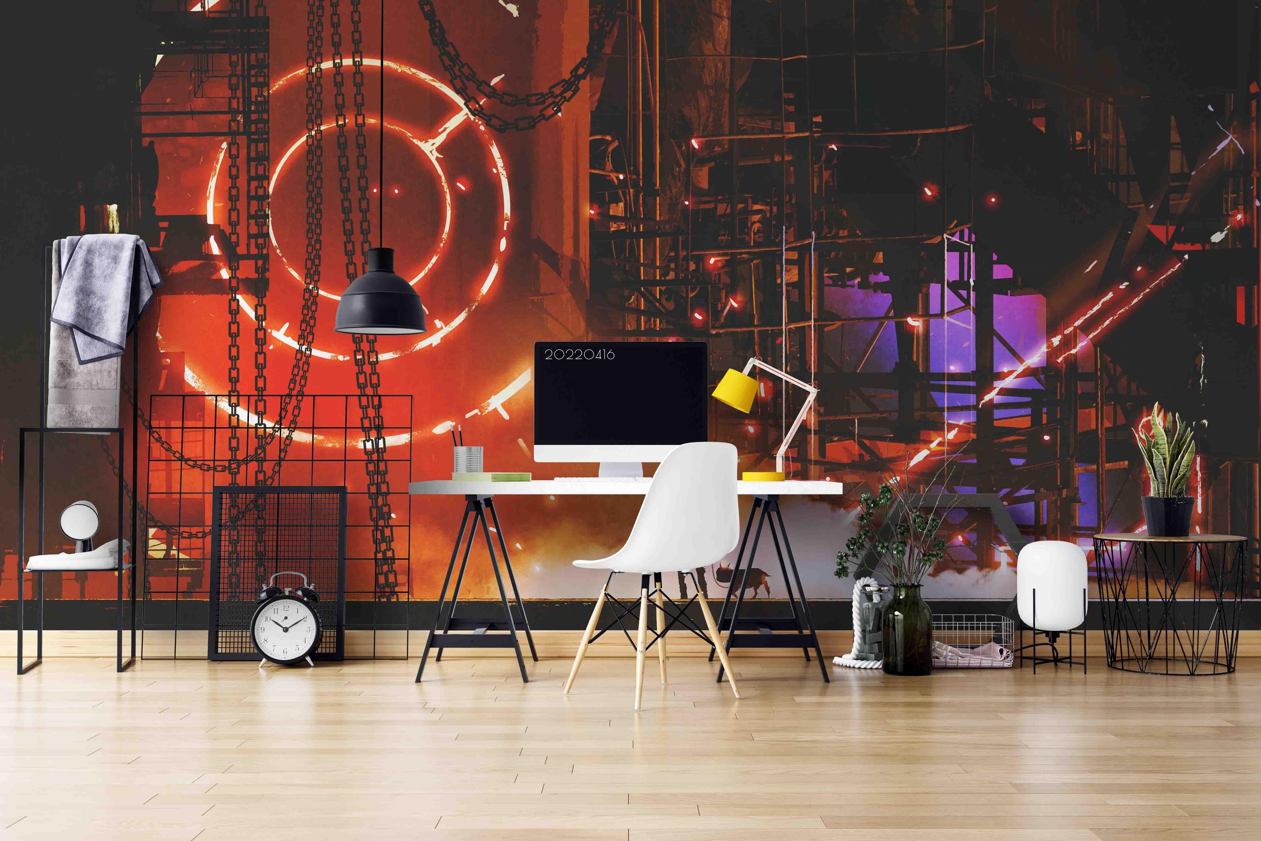 3D Man Dog Future Factory Art Painting Wall Mural Wallpaper GD 4213- Jess Art Decoration