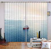 3D Ocean Ship Golden Sunbeam Curtains and Drapes GD 1752- Jess Art Decoration