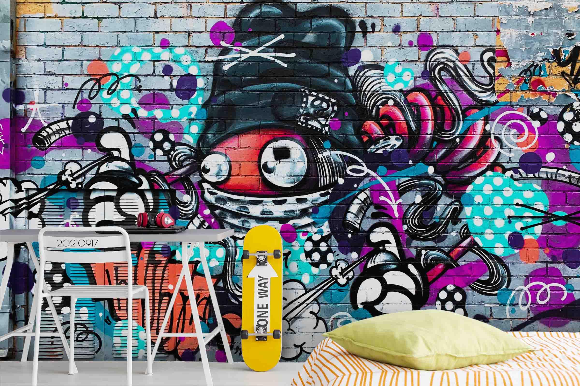 3D Abstract Colored Street Graffiti Wall Mural Wallpaper LQH 48- Jess Art Decoration