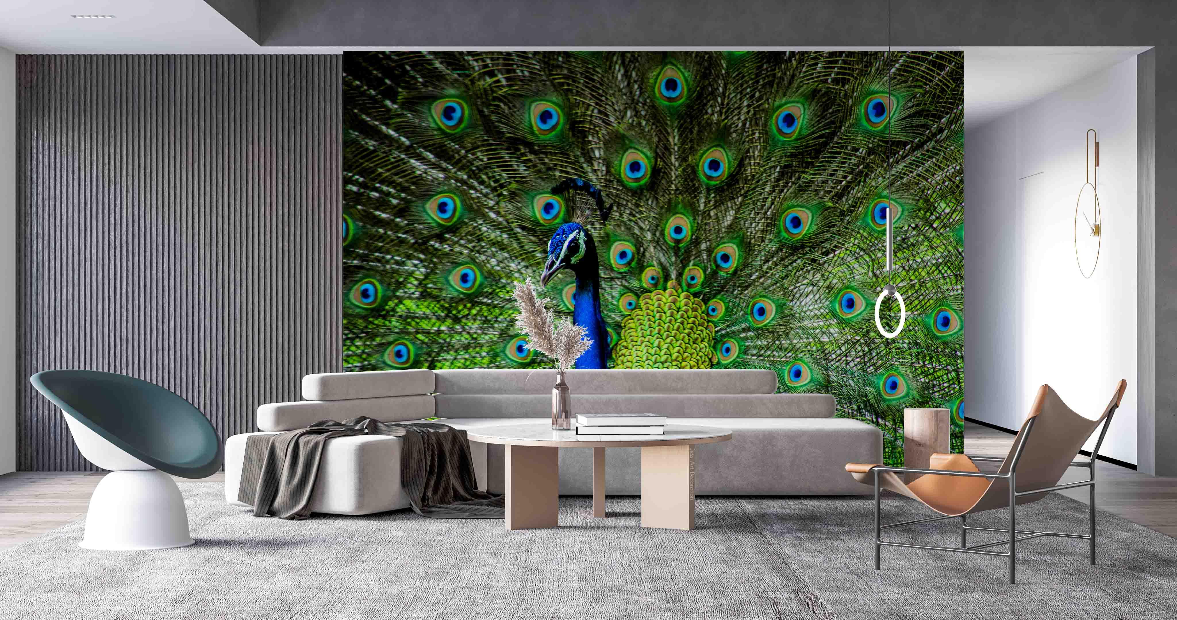 3D Peacock Open Screen Feather Wall Mural Wallpaper GD 2675- Jess Art Decoration