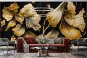 3D Vintage Elegant Golden Floral Wall Mural Wallpaper GD 1894- Jess Art Decoration