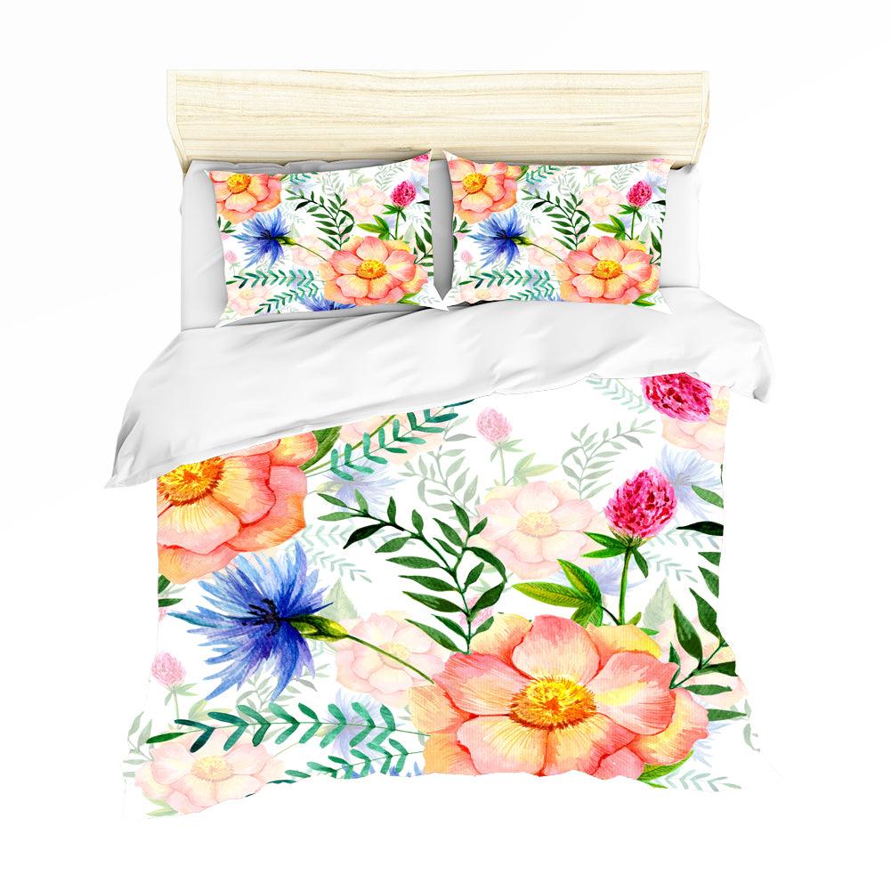 3D Watercolor Floral Quilt Cover Set Bedding Set Pillowcases 85- Jess Art Decoration