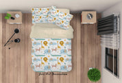 3D Cartoon Animal Lion Giraffe Quilt Cover Set Bedding Set Duvet Cover Pillowcases A304 LQH- Jess Art Decoration