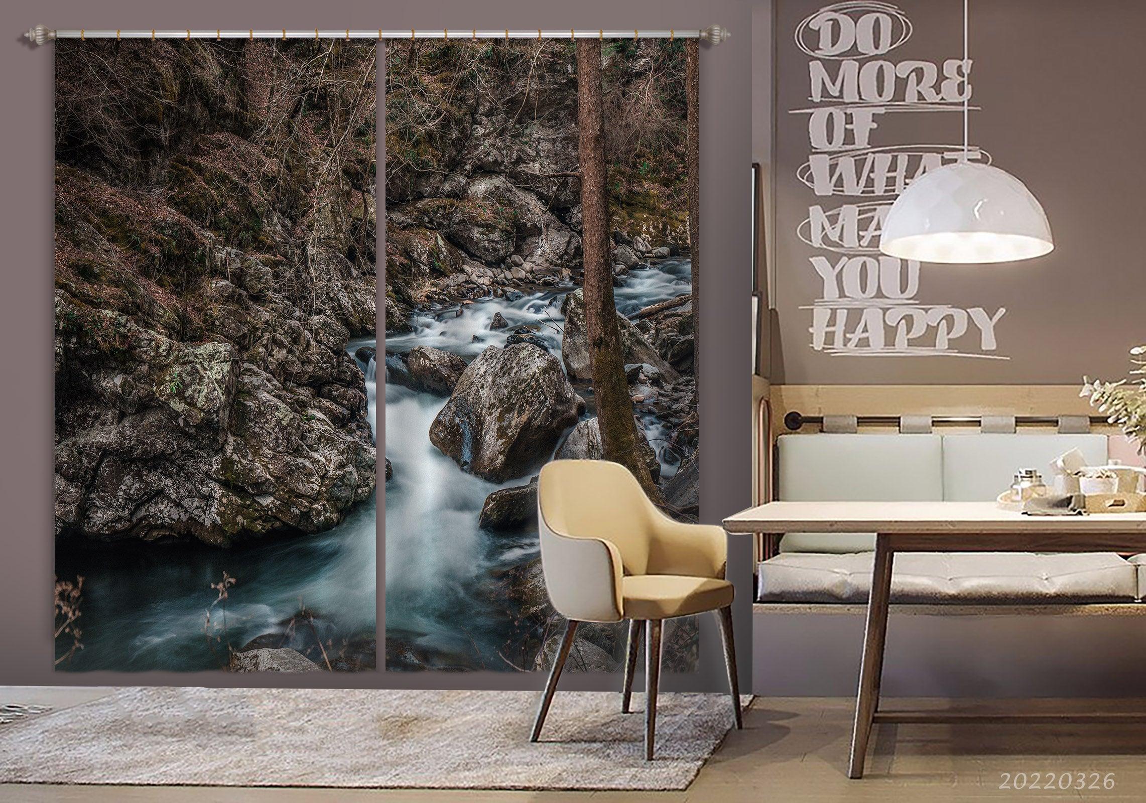 3D Landscape Reef Creek Tree Curtains and Drapes GD 2973- Jess Art Decoration