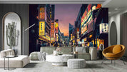 3D Night City Street View Busy Business District Wall Mural Wallpaper SWW5006- Jess Art Decoration
